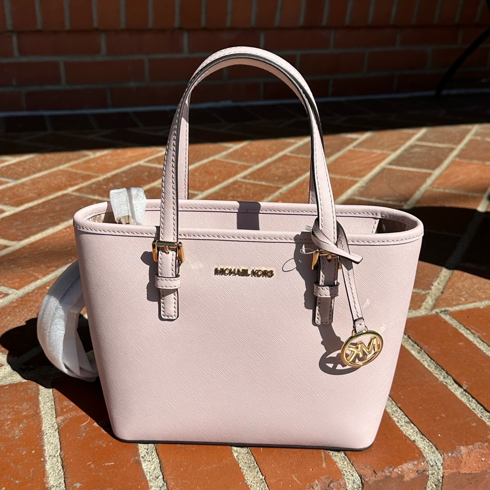Michael Kors Powder Blush jet set travel Leather Tote